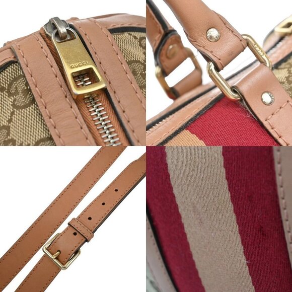 GUCCI Logo GG Pattern 2Way Shoulder Hand Bag Canvas Leather Brown Pink 81EF690 - Picture 9 of 15